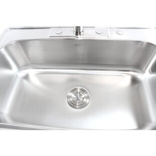 EMODERN DECOR 33'' L Drop-In Single Bowl Stainless Steel Kitchen Sink