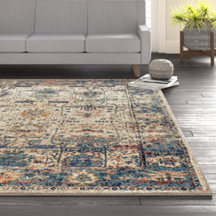 BUNGALOW ROSE Harrington Oriental Ivory/Blue Area Rug