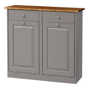 CHELSEA HOME FURNITURE Oslo 18 Gallons Solid Wood Manual Lift Trash Can