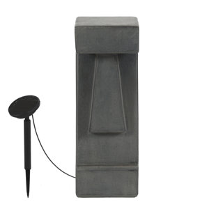 LUXEN HOME Gray Low Voltage Solar Powered Integrated LED Cement Bollard Light