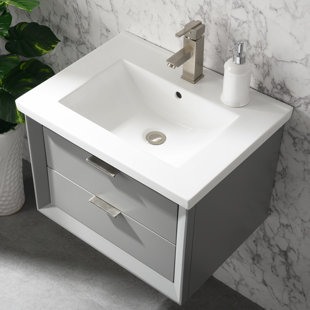 EVERLY QUINN Draven 24'' Single Bathroom Vanity with Ceramic Top