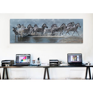 ICANVAS Flight of the Zebras - Wrapped Canvas Print