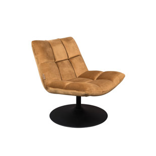DUTCHBONE Bar 26" Wide Tufted Velvet Swivel Lounge Chair