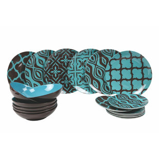 VILLA D'ESTE HOME 18-tlg. Geschirrset Glamour aus Steingut für 6 Personen