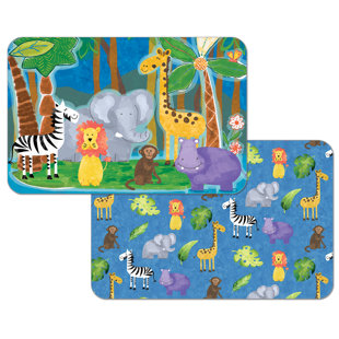 COUNTERART Kids Jungle Friends 4 Piece Reversible Easy Care Placemats