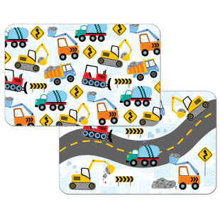 COUNTERART Kids Construction Trucks 4 Piece Placemat Set