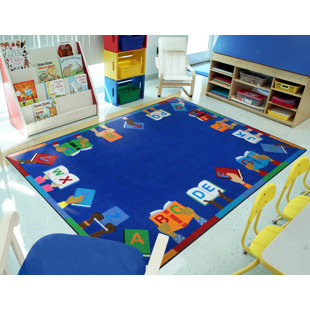 JOY CARPETS Books Performance Blue Rug