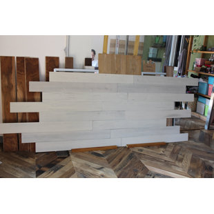 PORPORA 5" x 45" Reclaimed Peel and Stick Solid Wood Wall Paneling in Ivory (Set of 11)