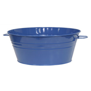 GRACIE OAKS Bainbridge Enameled Galvanized Steel Planter, Beverage Tub