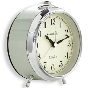 ROGER LASCELLES CLOCKS Analogue Metal Quartz Movement / Crystal Alarm Tabletop Clock in Green