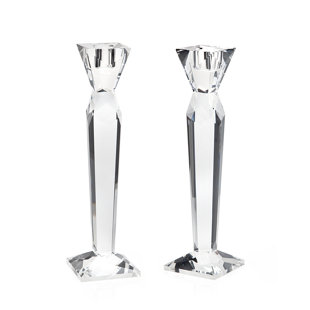 GODINGER SILVER ART CO Prism Crystal Tapered Candleholder Set (Set of 2)