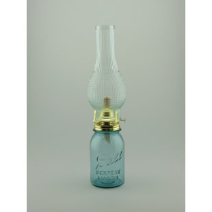 ALBERT ESTATE LTD 17.25" Aqua Quart Oil Table Lamp with Light Green Tinted Globe