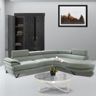ORREN ELLIS Shreffler 85" Wide Faux Leather Right Hand Facing Sofa & Chaise