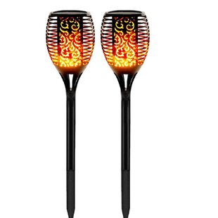 WBM SMART Solar Lights, Waterproof Flickering Flame LED Solar Night Light (Set of 2)