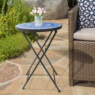 SAINT BIRCH Lori Round Concrete Outdoor Folding Bistro Table
