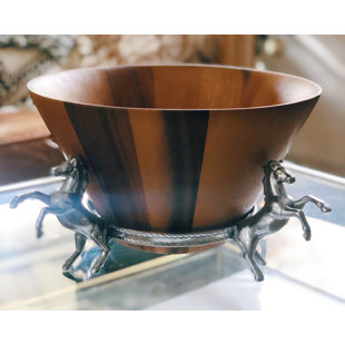 Arthur Court Designs Equestrian Wood Salad Bowl