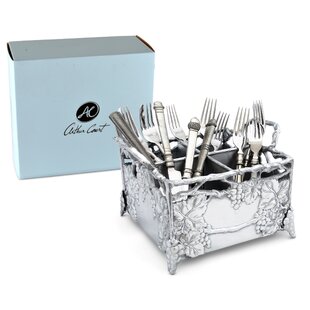 ARTHUR COURT DESIGNS Grape Metal Square Flatware Caddy