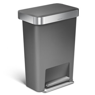 Simplehuman 45 Liter / 12 Gallon Rectangular Kitchen Step Trash Can with Soft-Close Lid, Plastic