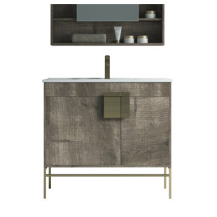 EVERLY QUINN Carney 36'' Free Standing Single Bathroom Vanity with Ceramic Top