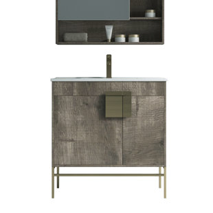 EVERLY QUINN Cartwright 32'' Free Standing Single Bathroom Vanity with Ceramic Top