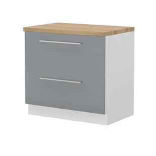FURNITURE.AGENCY Riva 34.6'' H Grey Gloss (fronts Only) Standard Base Cabinet Ready-to-Assemble