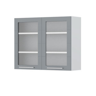 FURNITURE.AGENCY Riva 35.4'' W x 28.3'' H Grey Gloss (fronts Only) Standard Wall Cabinet Ready-to-Assemble