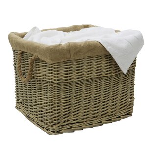 JVL Hand Woven Wicker Laundry Basket with Handles