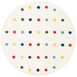 WROUGHT STUDIO™ Iolo Polka Dots Handmade Tufted Ivory Area Rug