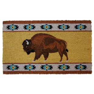 FOUNDRY SELECT North American Bison Native Buffalo Style Coir 30" x 18" Non-Slip Indoor and Outdoor Door Mat