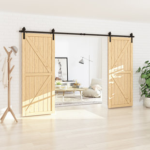 HOMLUX Shape Sliding Standard Double Barn Door Hardware Kit