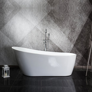 HHK HOME 55.16'' x 27.5" Freestanding Soaking Acrylic Bathtub