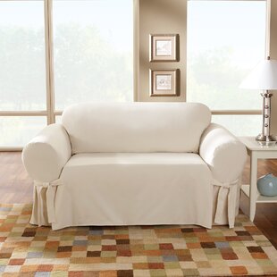 SURE FIT Cotton Duck Cotton Box Cushion Loveseat Slipcover