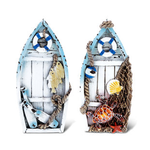 COTA GLOBAL Row Boat Refrigerator Nautical Beach Magnet Set (Set of 2)