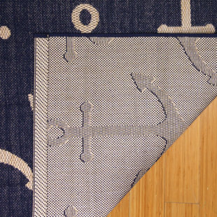 Gertmenian Paseo Maritime Nautical Navy Blue Boat Anchor Indoor/Outdoor Flatweave Area Rug