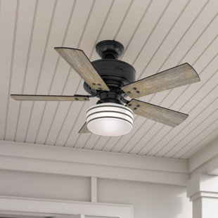 HUNTER FAN 44" Cedar Key 5 - Blade Outdoor Standard Ceiling Fan with Remote Control and Light Kit Included