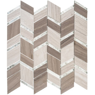 ANDOVA Casia Polished Marble/Porcelain/ Mirrored Glass Chevron Mosaic Kitchen and Bathroom Wall Tile