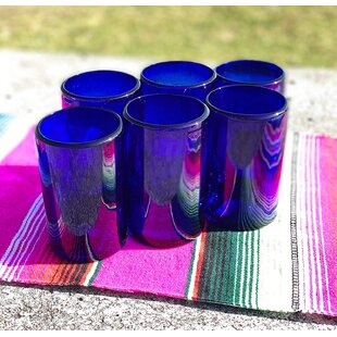 ROSECLIFF HEIGHTS Dessie Hand Blown Mexican 14 oz. Pure Cobalt Drinking Glasses (Set of 6)