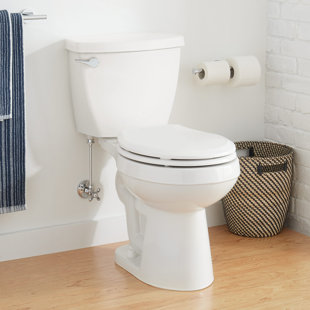 SIGNATURE HARDWARE Bradenton Two-Piece Round Toilet With 12" Rough-In - 16" Bowl Height - Right Hand