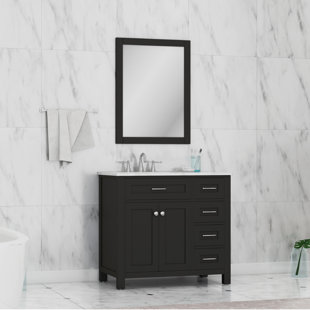 ALYA BATH Norwalk 36'' Free-standing Single Bathroom Vanity with Marble Vanity Top