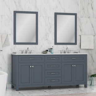 ALYA BATH Norwalk 72'' Double Bathroom Vanity with Marble Top