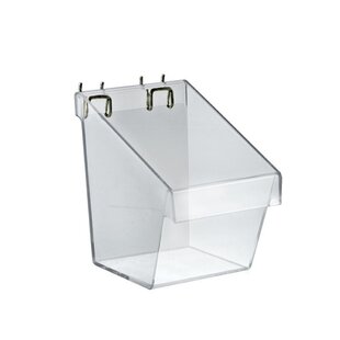 AZAR DISPLAYS Small Clear Plastic Molded Bucket, Storage Container Bin for Pegboard, Slatwall, or Counter with 2 Metal U-Hooks, Size: 5.25"W x 6.25"D x 6.875"H, 4-Pack (Set of 4)