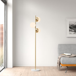 UNION RUSTIC Isiaih 3-Globe Light Floor Lamp with Marble Base