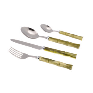 RIVADOSSI SANDRO Bamboo 24 Piece 18/10 Stainless Steel Cutlery Set, Service for 6