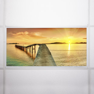 Beach Classroom Fluorescent Light Covers for Ceiling Lights - For 2x4 Light Fixture - by Octo Lights