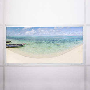 Beach Classroom Fluorescent Light Covers for Ceiling Lights - For 2x4 Light Fixture - by Octo Lights