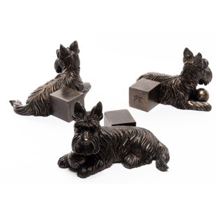 JARDINOPIA Scottish Terrier Dog Bronze Coloured Planter Feet In Gift Box (Set of 3)