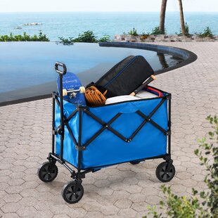 Sunjoy Collapsible Wagon with 255L Large Capacity, Utility Foldable Wagon Cart, Heavy Duty Beach Wagon with Big Wheels