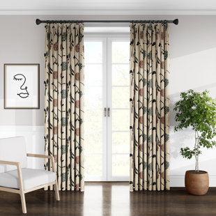 COLCHA LINENS Cotton Blend Floral Room Darkening Pinch Pleat Single Curtain Panel