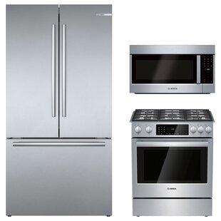 BOSCH 800 Series 3 Piece Kitchen Package with French Door Refrigerator & 30" Slide-In Dual Range