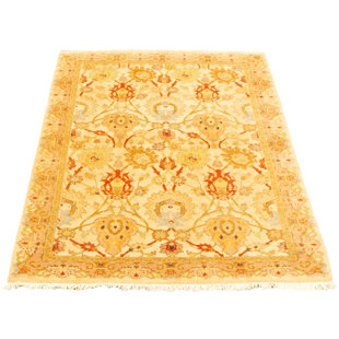 ECARPETGALLERY One-of-a-Kind 4'1" X 6'1" New Age Wool Area Rug in Light Yellow